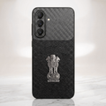 Samsung Galaxy A37 5G Satyamev Jayate Carbon Fiber Leather Hybrid Phone Case
