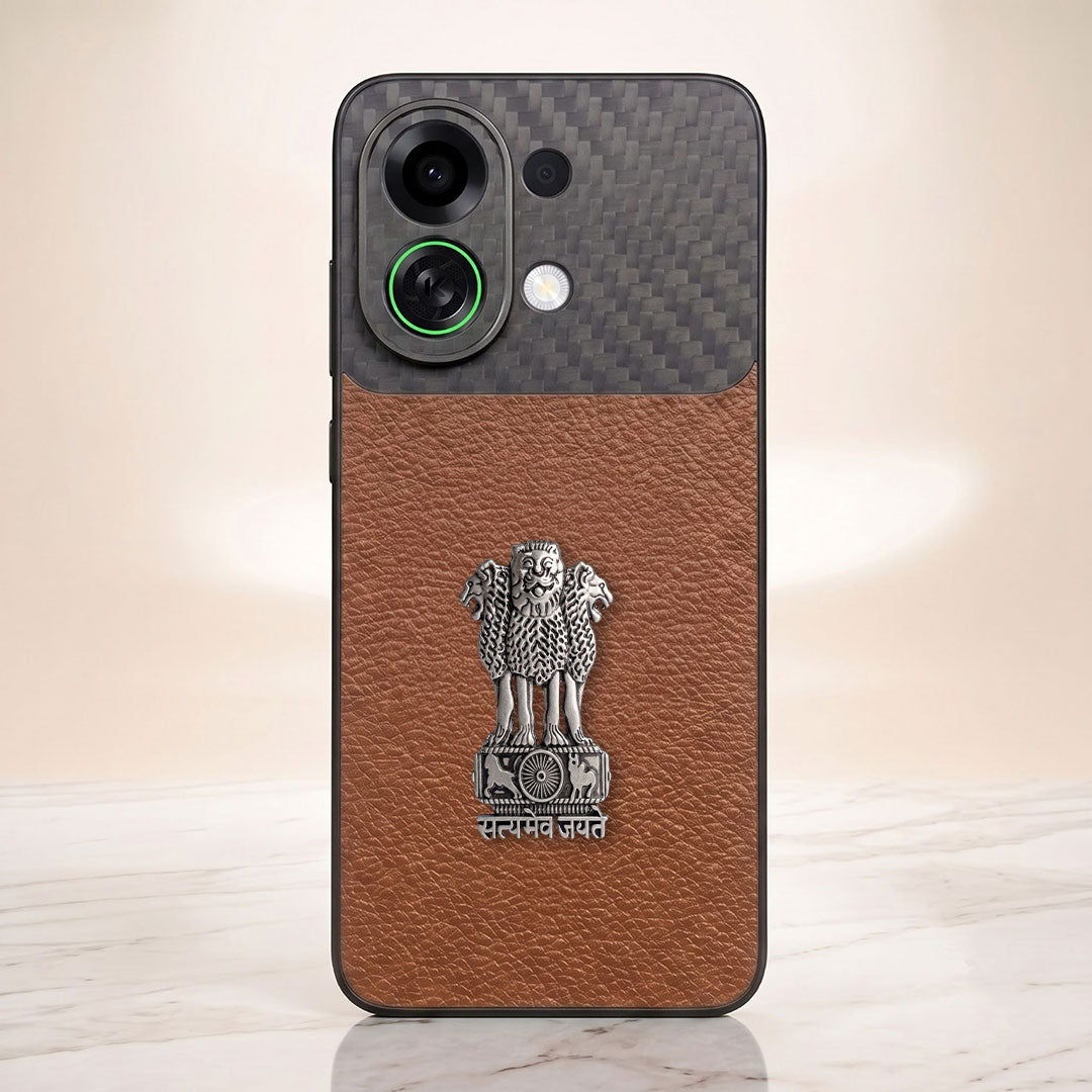 Oppo K13 Turbo 5G Satyamev Jayate Carbon Fiber Leather Hybrid Phone Case