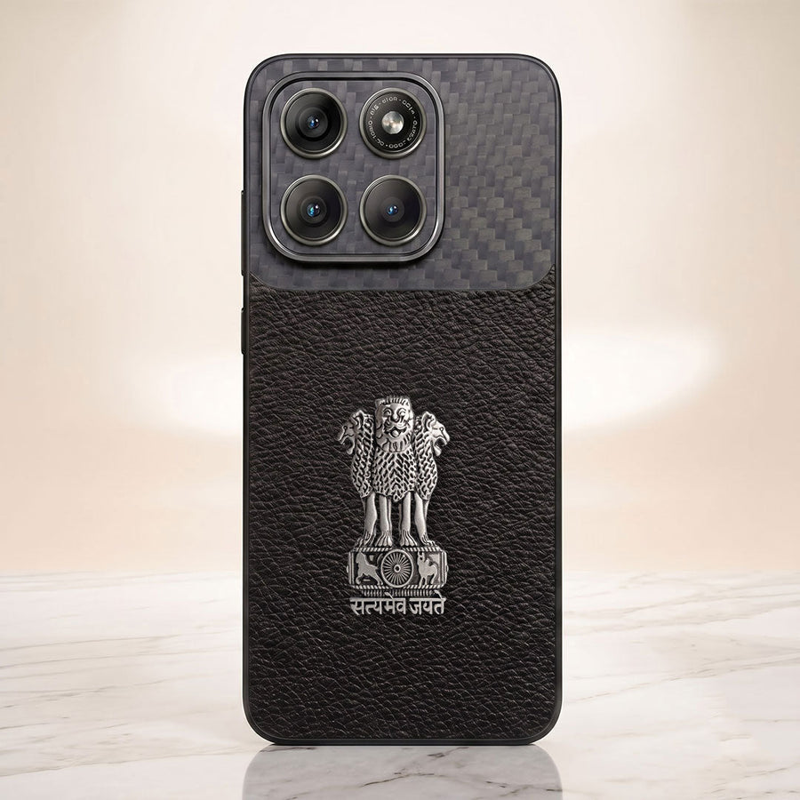Motorola Edge 70 5g Satyamev Jayate Carbon Fiber Leather Hybrid Phone Case