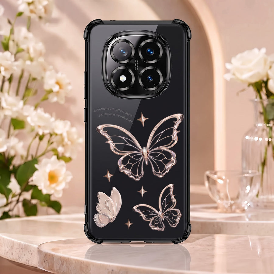 Redmi Note 14 Pro+ 5G Transparent Butterfly Anti-Yellow Airbag Cover