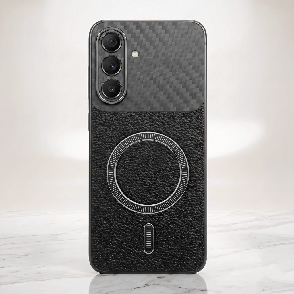 Samsung Galaxy A27 5G Carbon Fiber Leather Hybrid MagSafe Magnetic Case