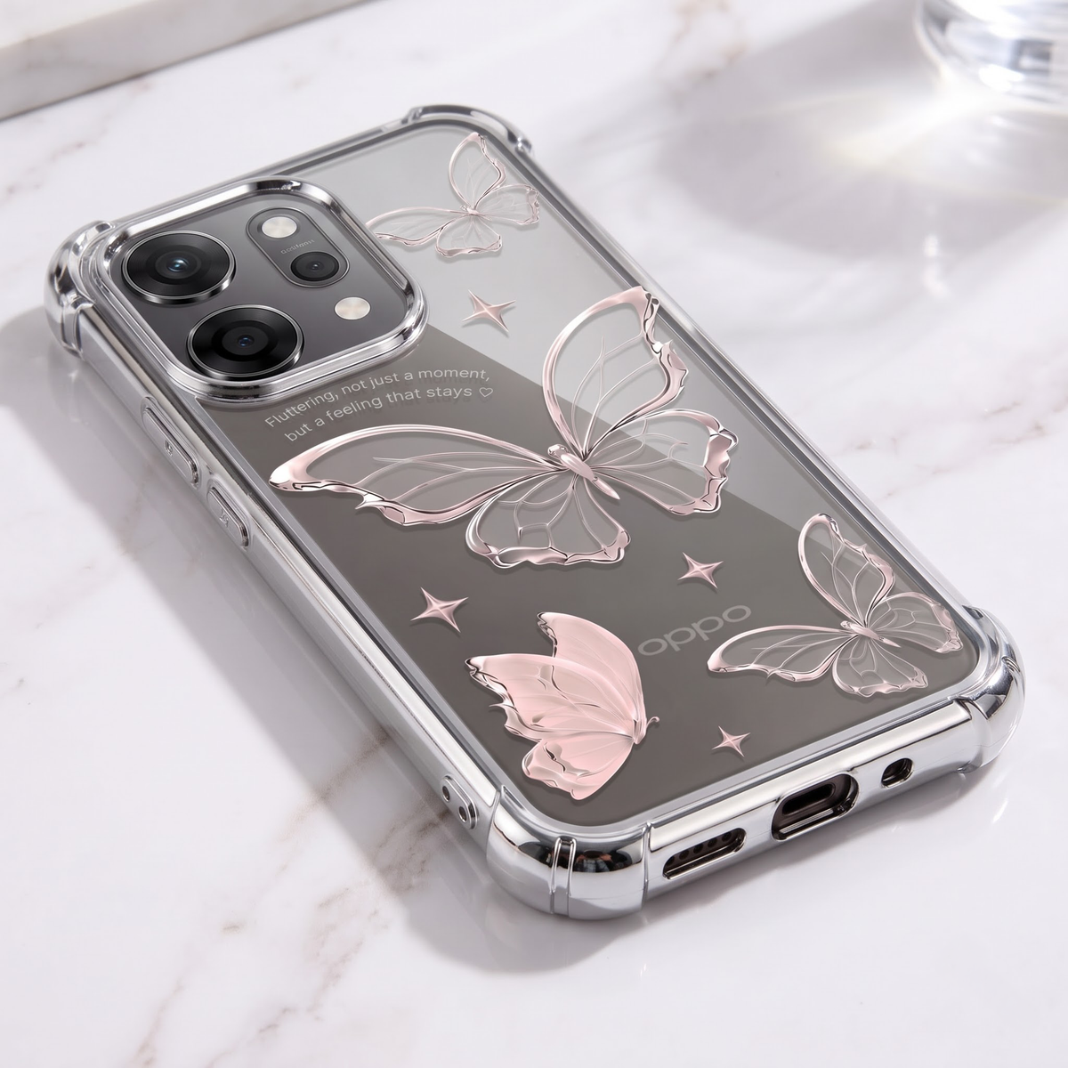Oppo Reno 14 Pro 5G Transparent Butterfly Anti-Yellow Airbag Cover