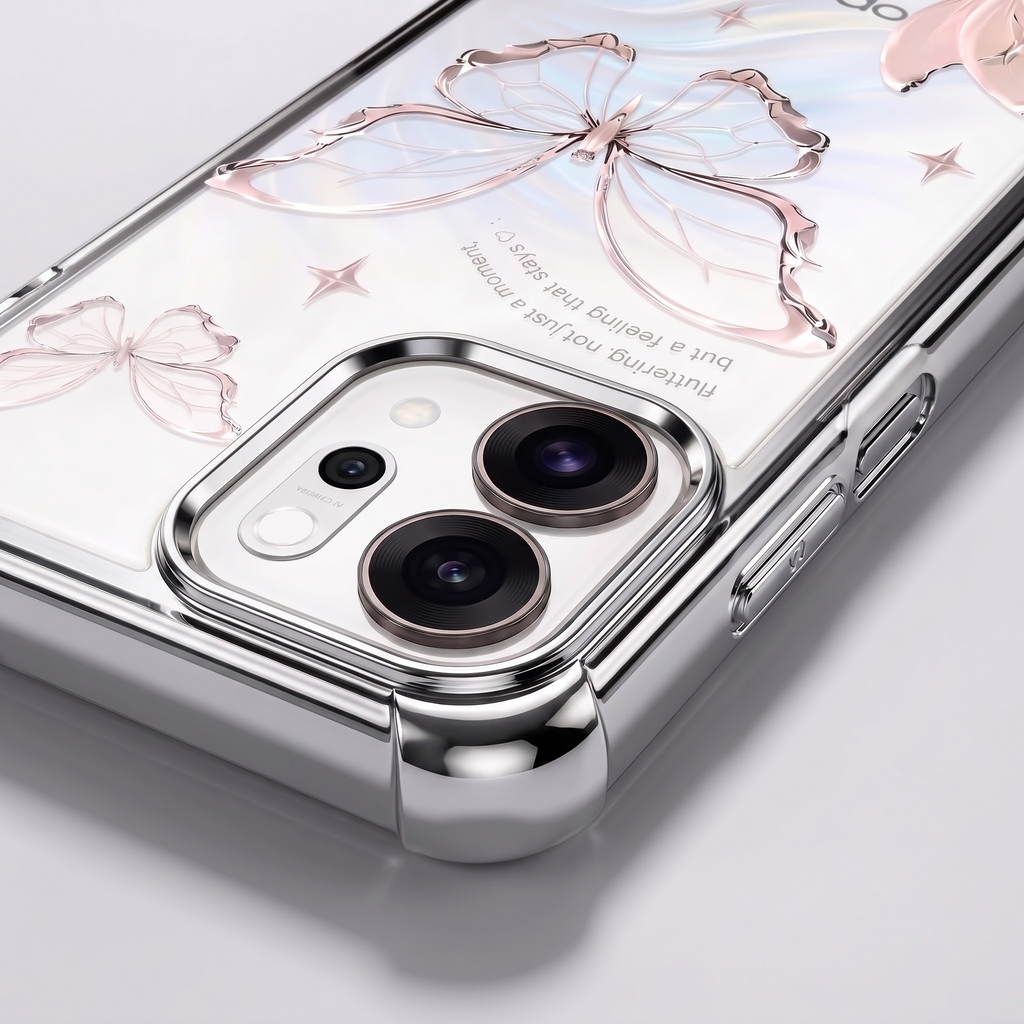 Oppo Reno 14 5G Transparent Butterfly Anti-Yellow Airbag Cover