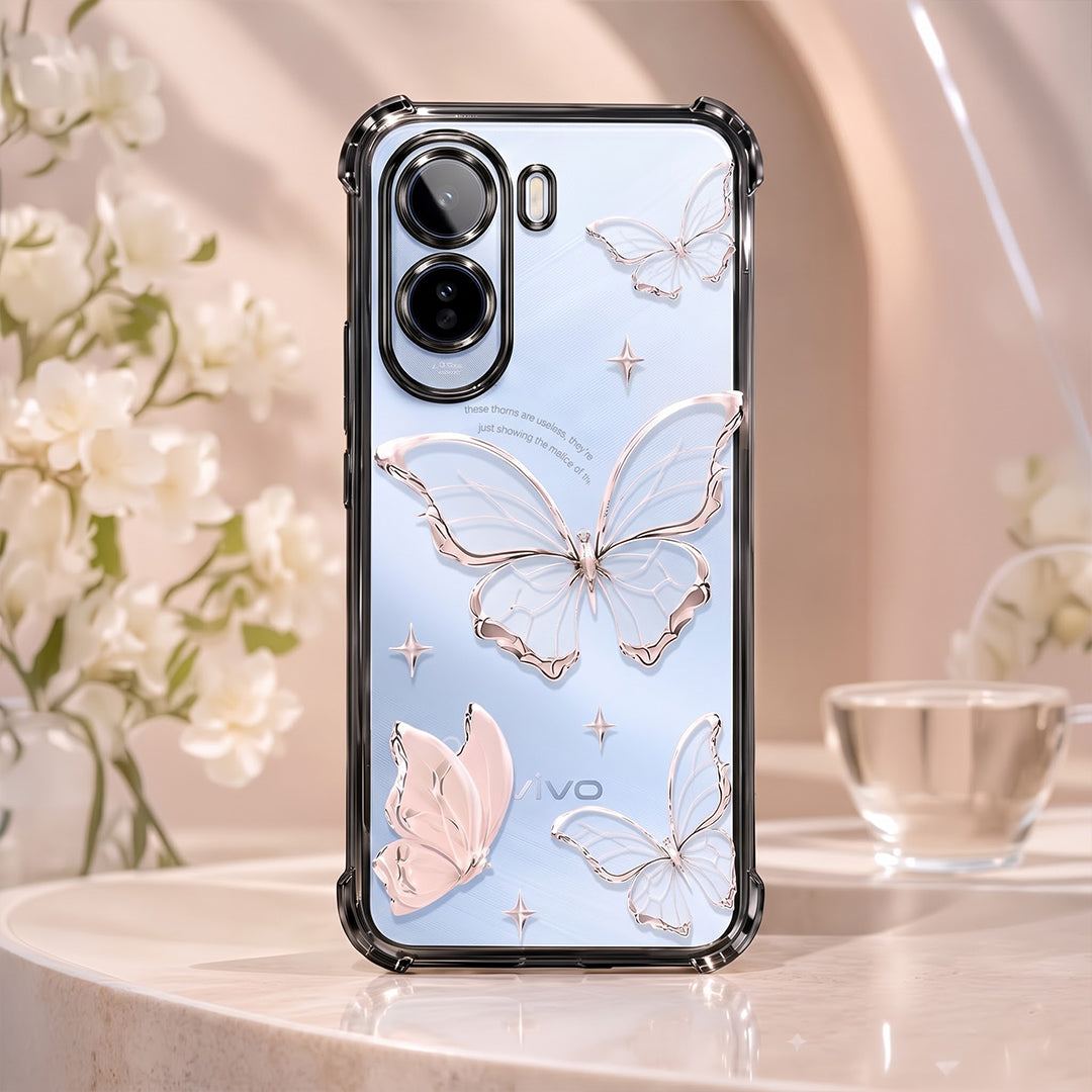 Vivo T4 5G Transparent Butterfly Anti-Yellow Airbag Cover