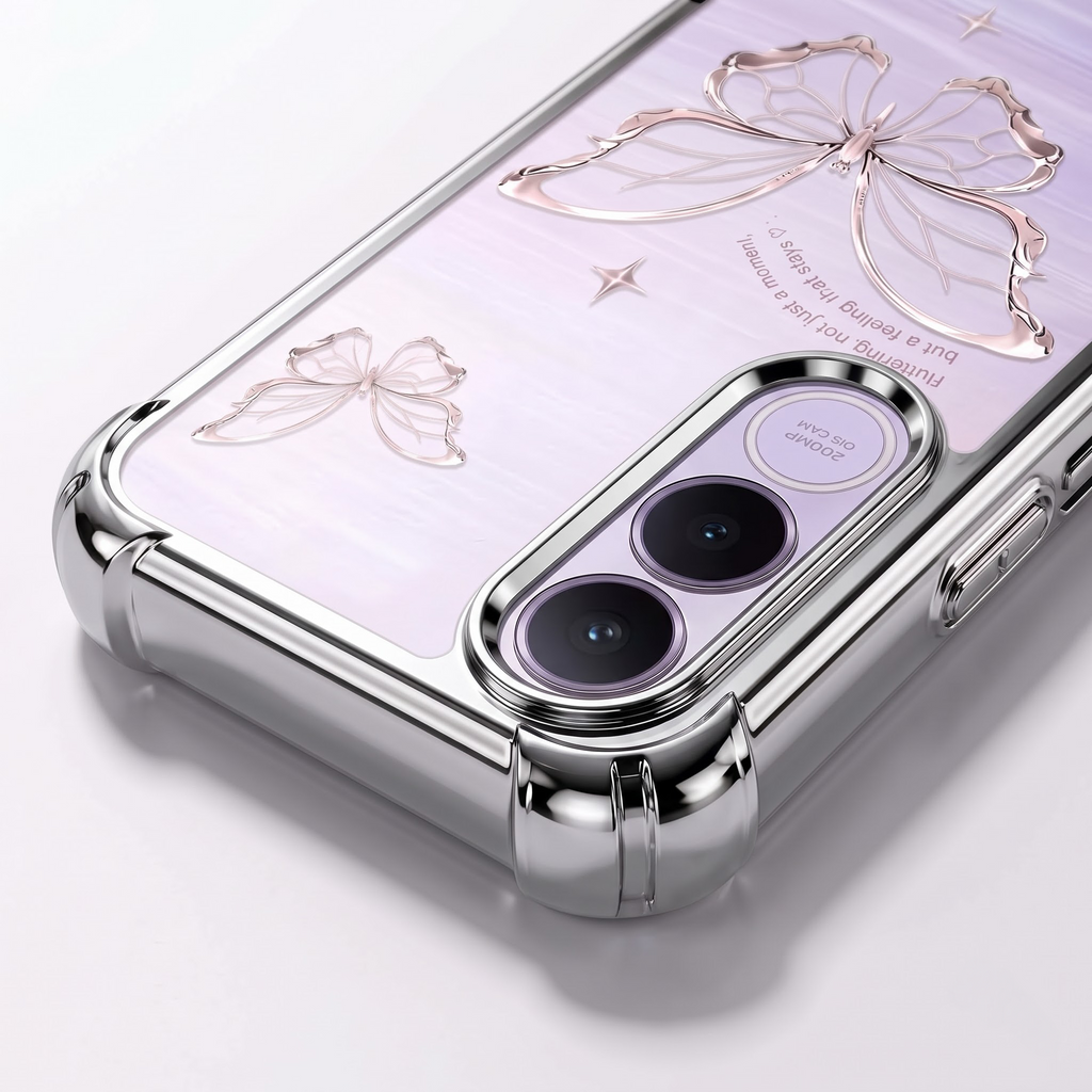 Vivo V70 FE 5G Transparent Butterfly Anti-Yellow Airbag Cover