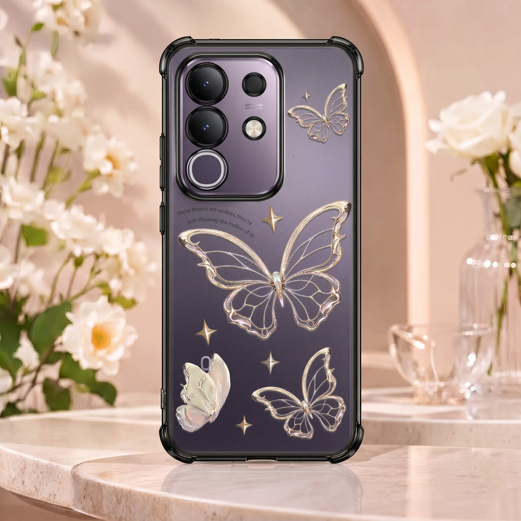 Vivo T4X 5G Transparent Butterfly Anti-Yellow Airbag Cover