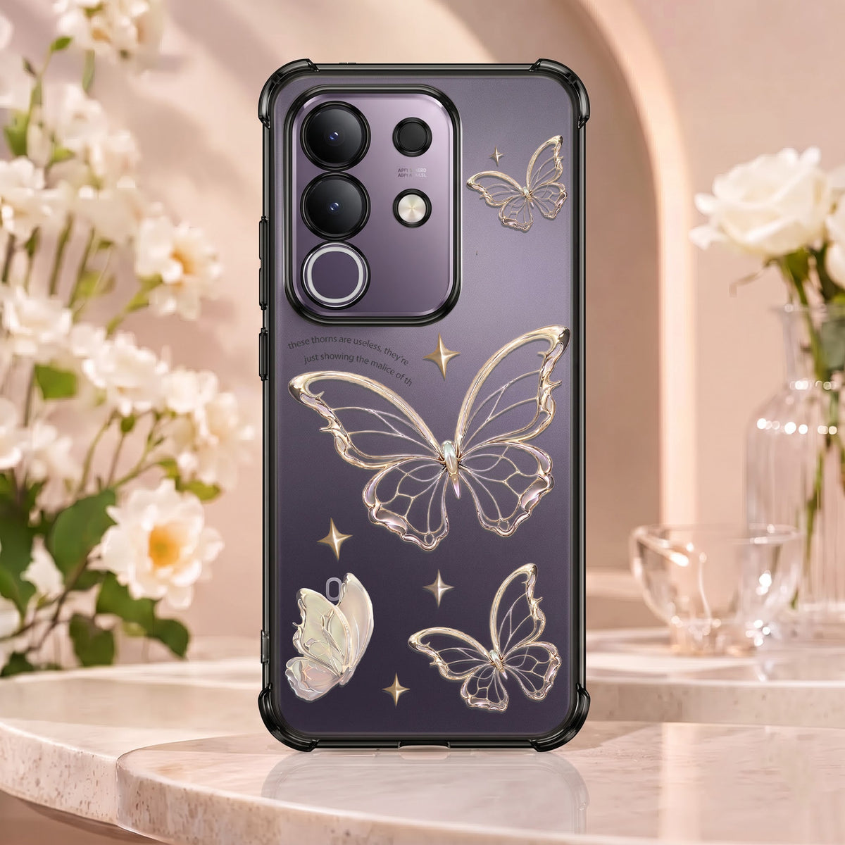 Vivo T4X 5G Transparent Butterfly Anti-Yellow Airbag Cover