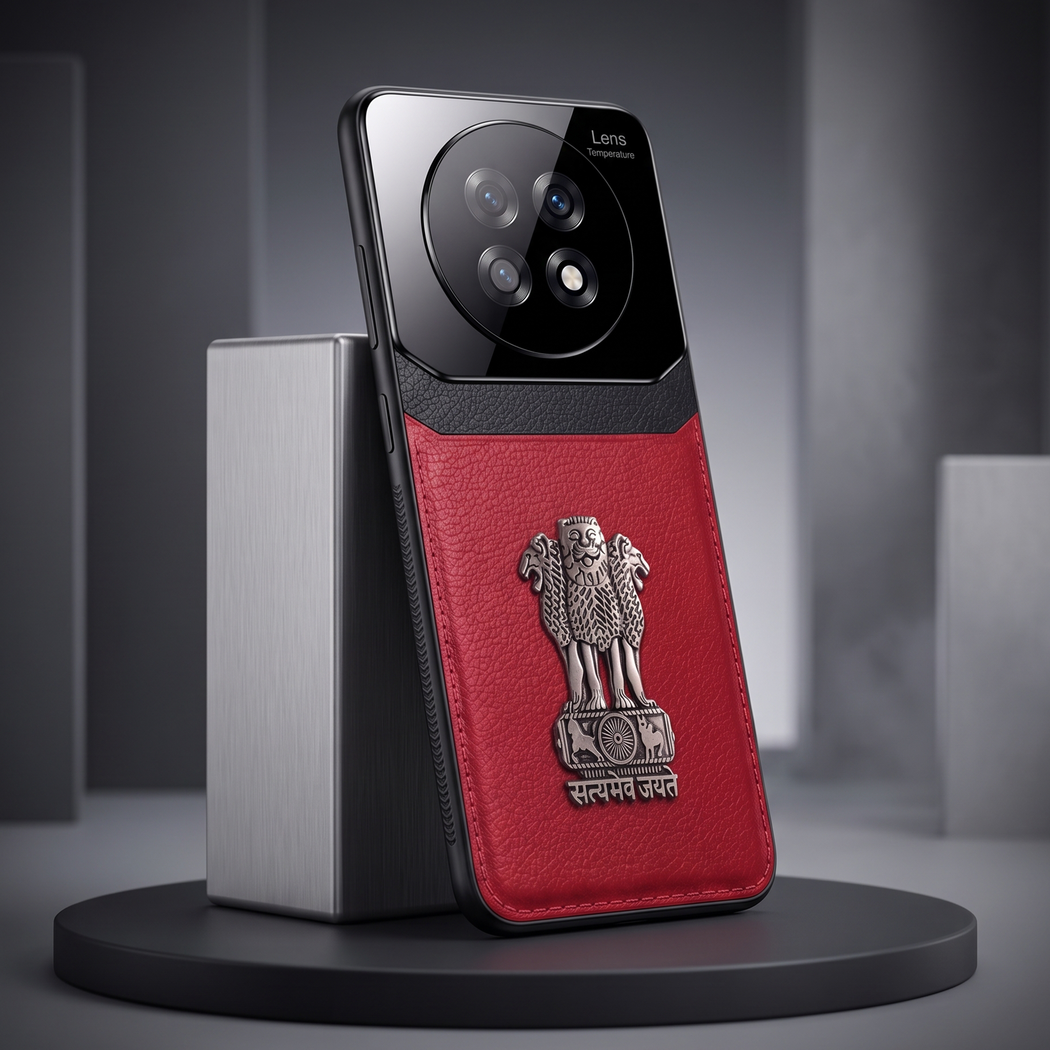 Oppo F31 Pro+ 5G Satyamev Jayate 3D Metal Leather Back Case