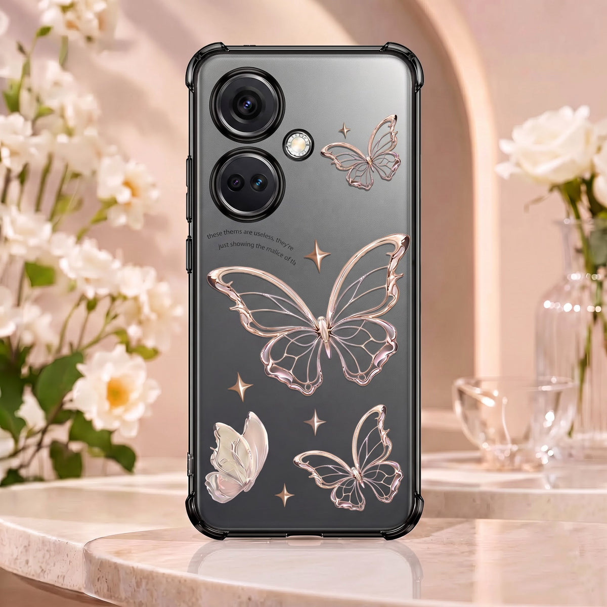 Oneplus Nord CE3 5G Transparent Butterfly Anti-Yellow Airbag Cover