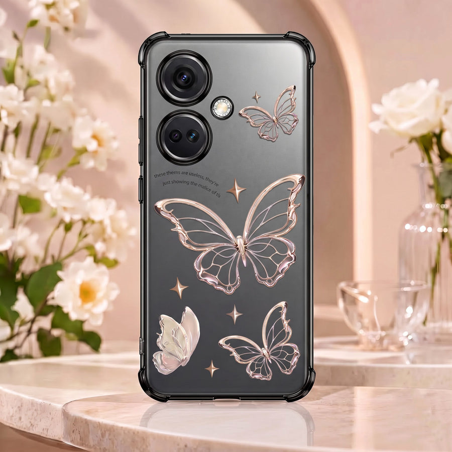 Oneplus Nord CE3 5G Transparent Butterfly Anti-Yellow Airbag Cover