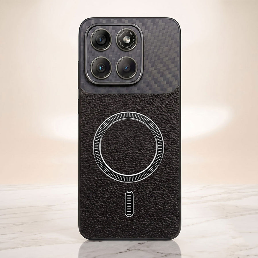Motorola Edge 70 5G Carbon Fiber Leather Hybrid MagSafe Magnetic Case