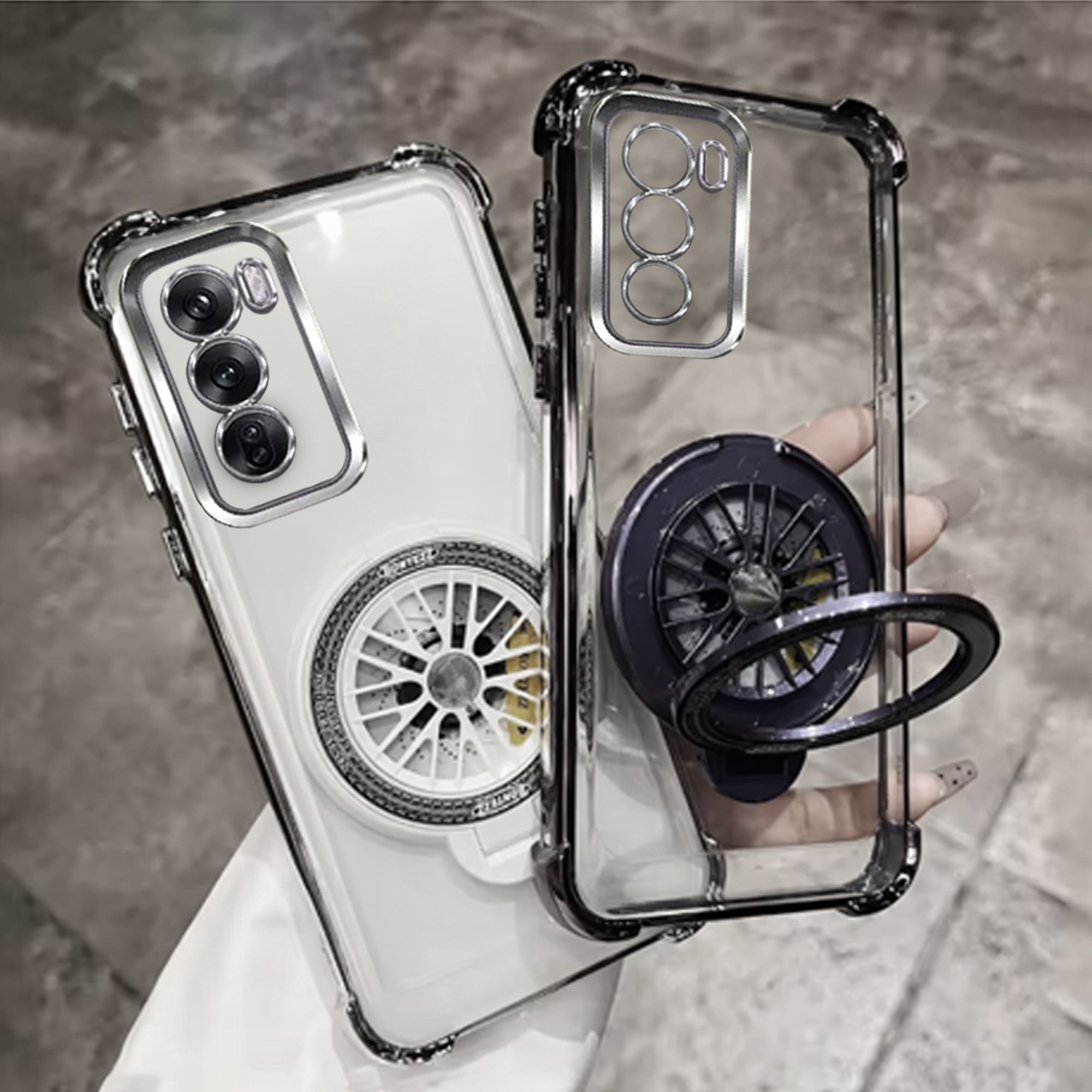 Oppo Reno 12 5G Premium Stress Buster Wheel Rotating Shockproof Airbags Case