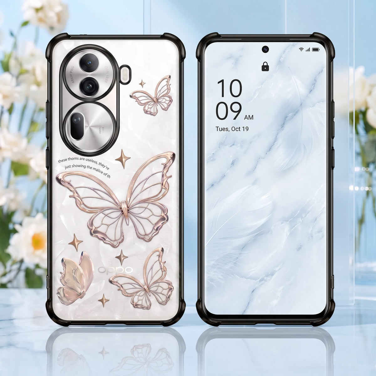 Oppo Reno 11 Pro 5G Transparent Butterfly Anti-Yellow Airbag Cover