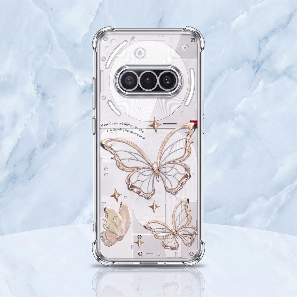 Nothing Phone 3A 5G Transparent Butterfly Anti-Yellow Airbag Cover
