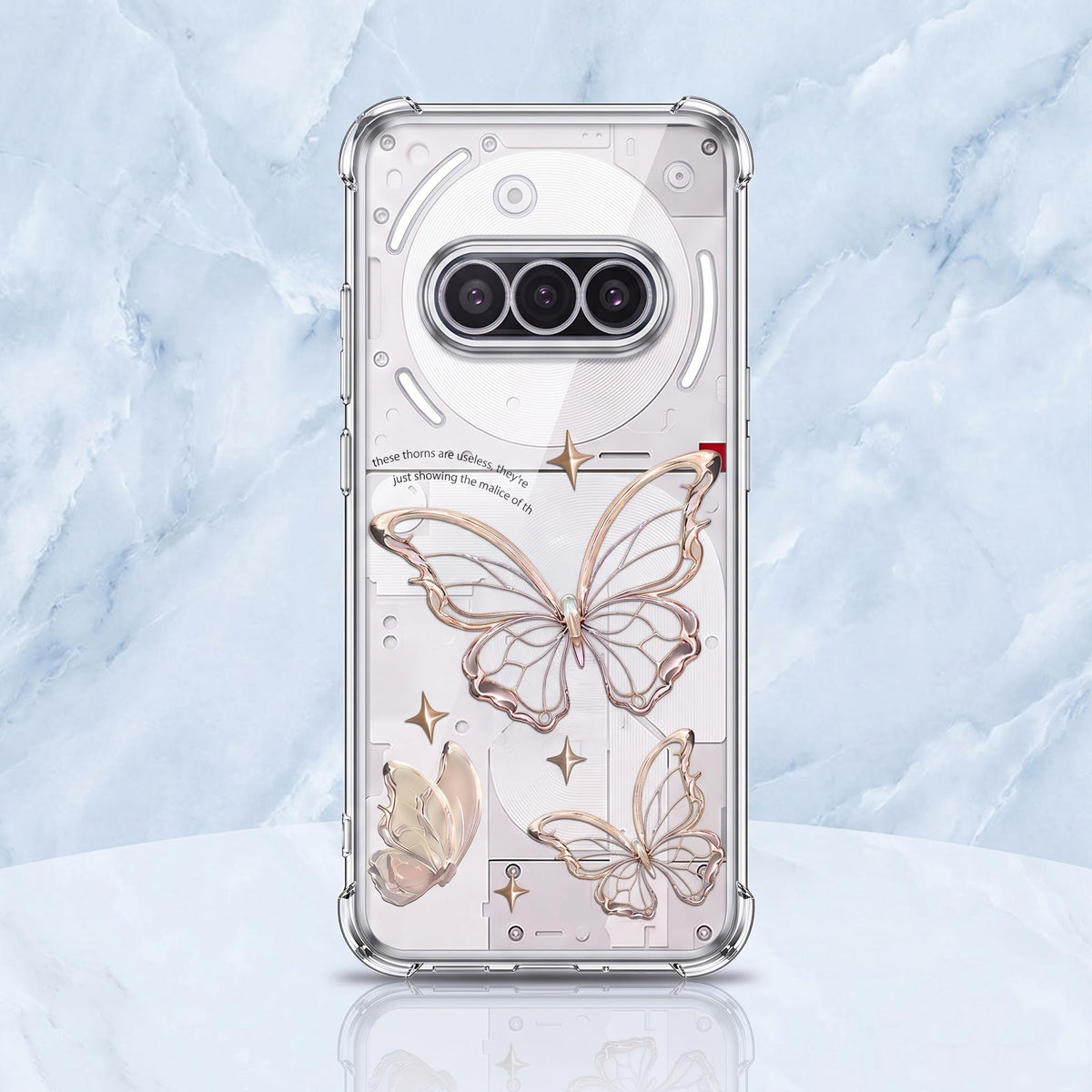 Nothing Phone 3A 5G Transparent Butterfly Anti-Yellow Airbag Cover