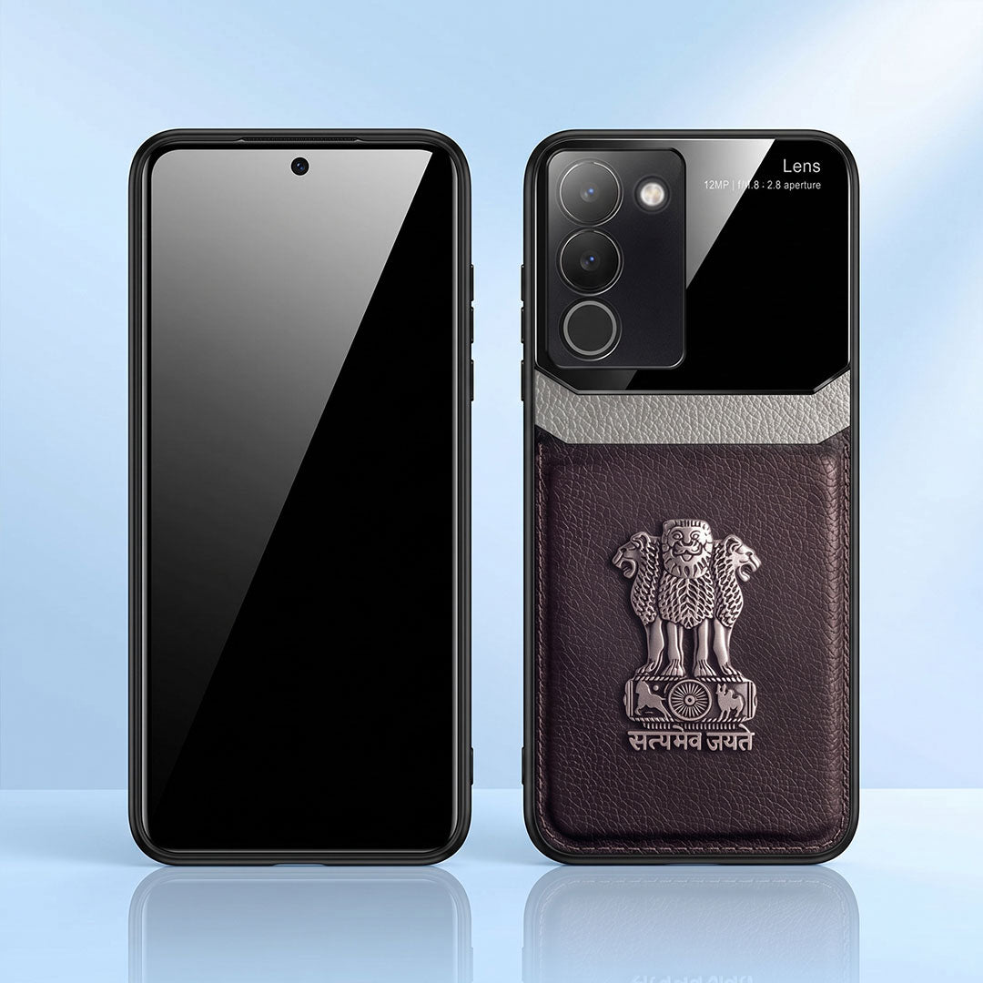 Vivo Y200 5G Satyamev Jayate 3D Metal Leather Back Case