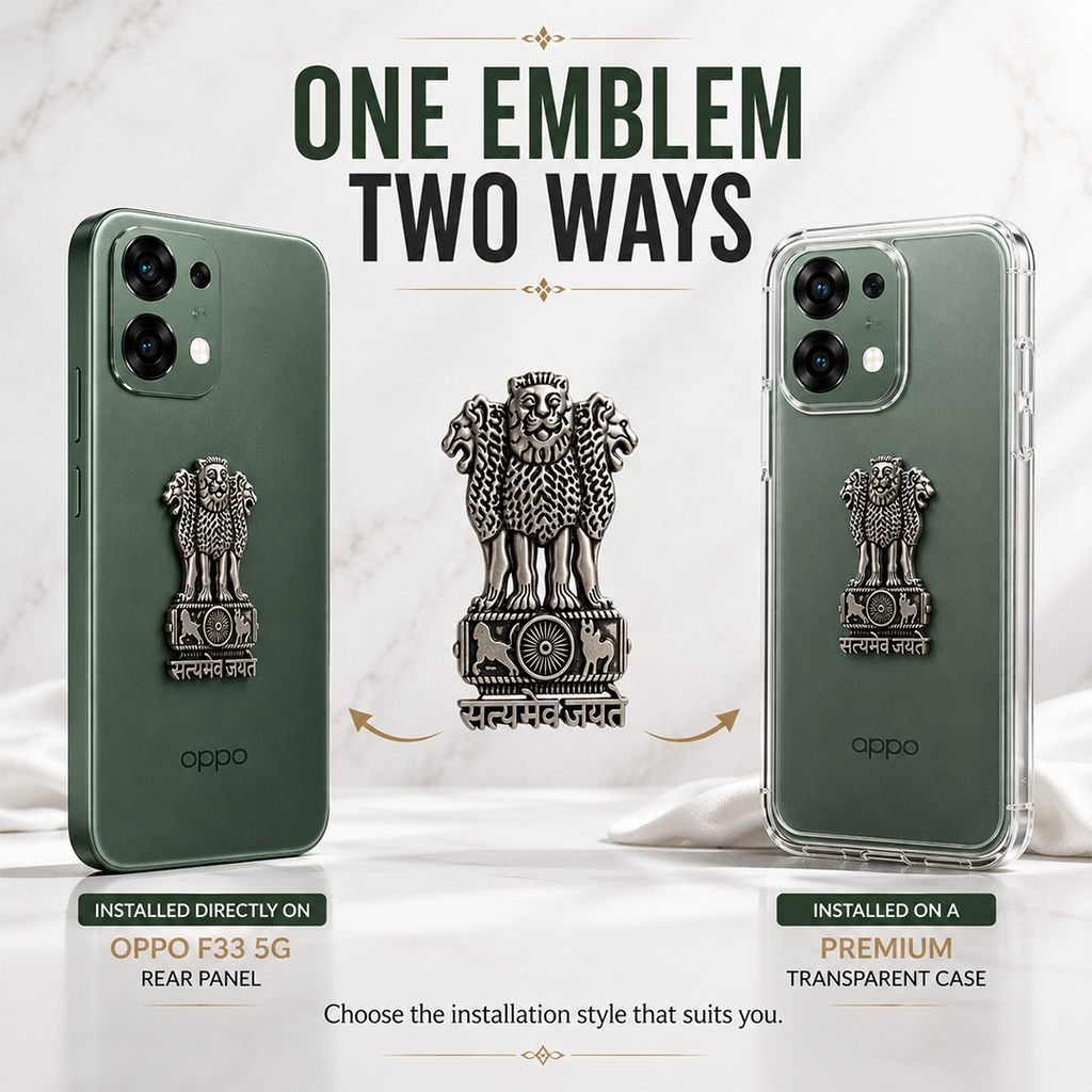 Oppo F33 5G Compatible Satyamev Jayate 3D Metal Emblem Sticker