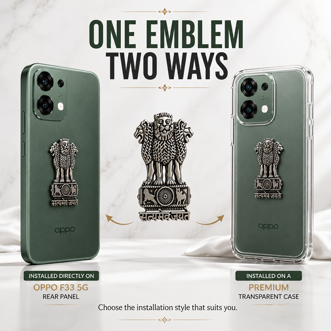Oppo F33 5G Compatible Satyamev Jayate 3D Metal Emblem Sticker