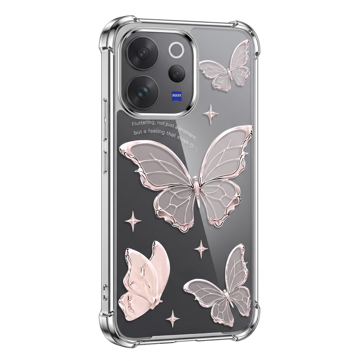 Vivo V70 5G Transparent Butterfly Anti-Yellow Airbag Cover