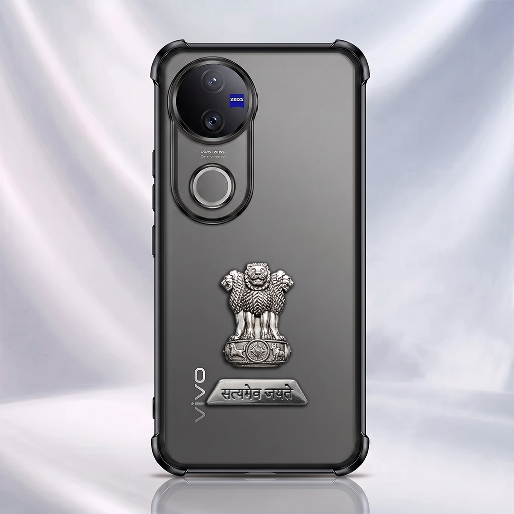 Vivo V50 5G Satyamev Jayate 2-in-1 Emblem Transparent Shockproof Airbag Case