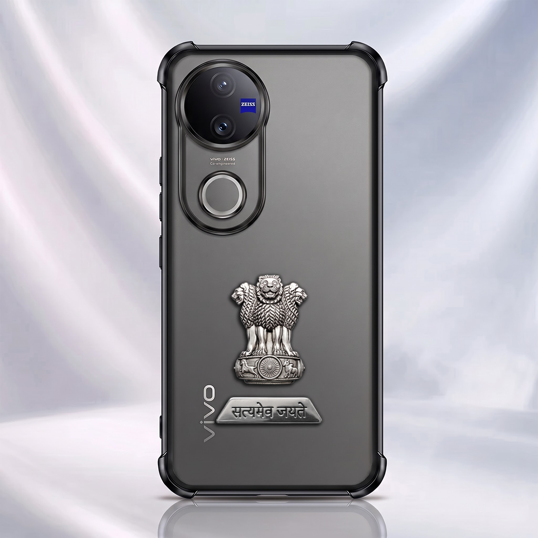 Vivo V50 5G Satyamev Jayate 2-in-1 Emblem Transparent Shockproof Airbag Case