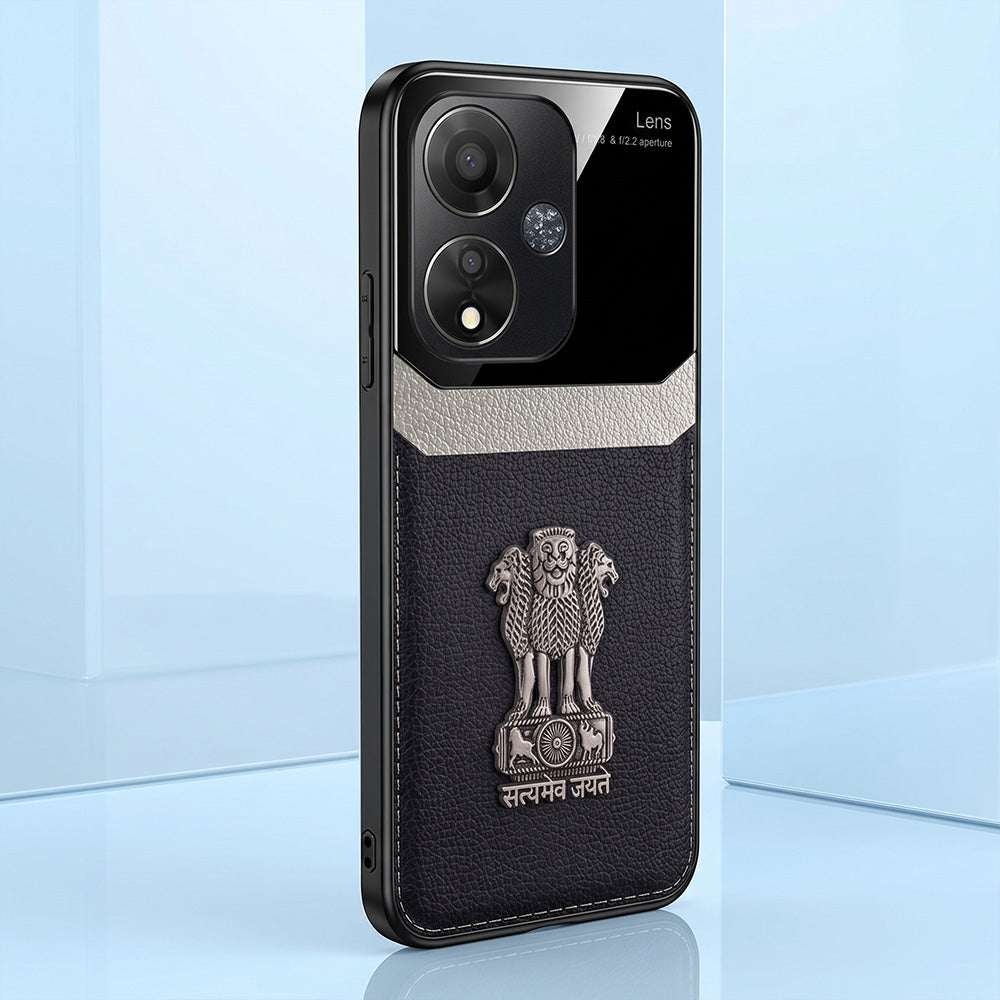 Oppo A59 5G Satyamev Jayate 3D Metal Leather Back Case