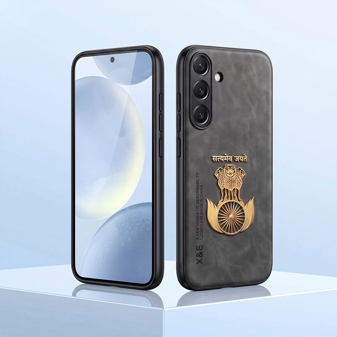 Samsung Galaxy A35 5G Satyamev Jayate Comfortable Leather Phone Case