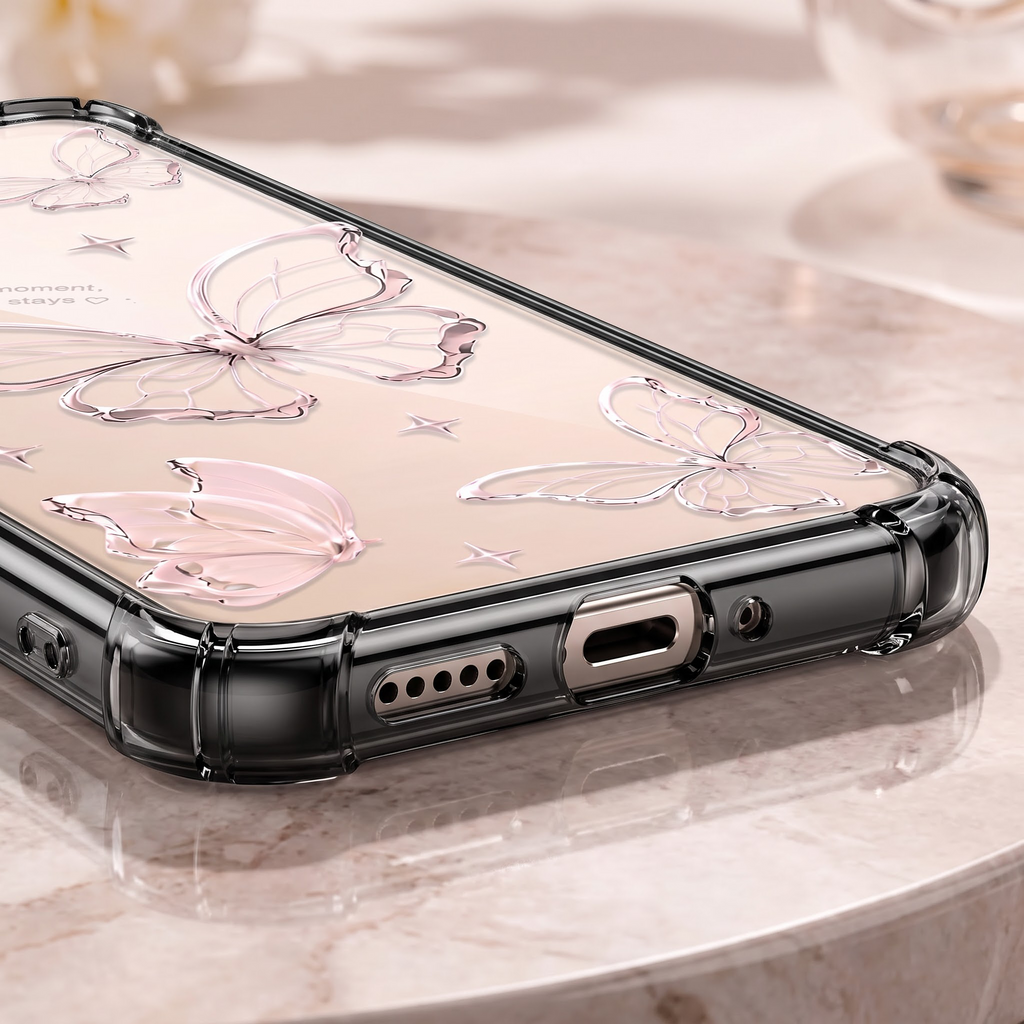Vivo V60 5G Transparent Butterfly Anti-Yellow Airbag Cover