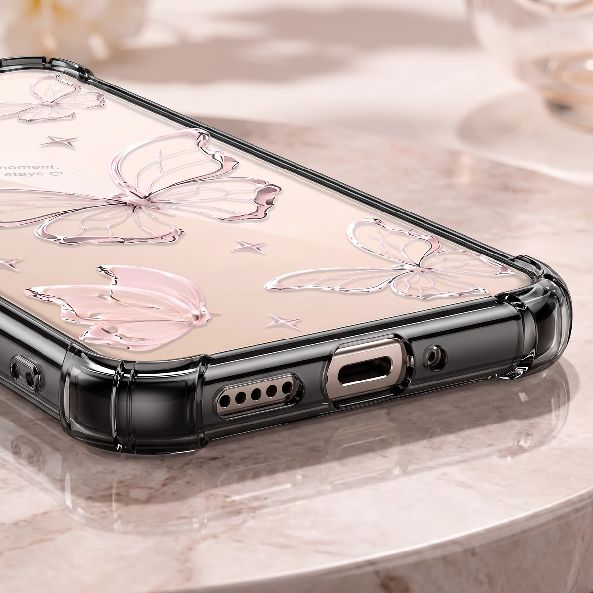Vivo V60 5G Transparent Butterfly Anti-Yellow Airbag Cover