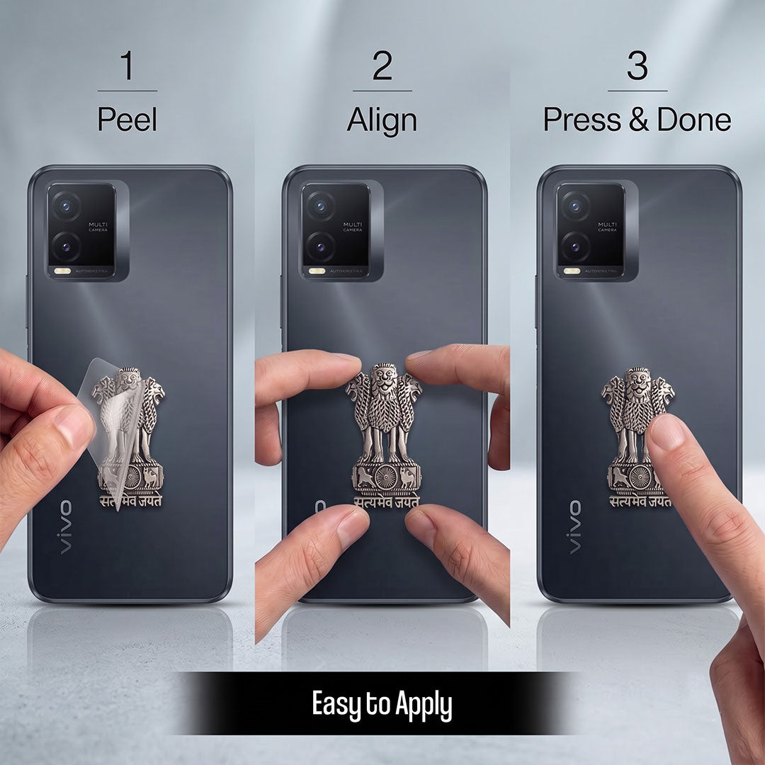 Vivo T1x 5G Compatible Satyamev Jayate 3D Metal Emblem Sticker