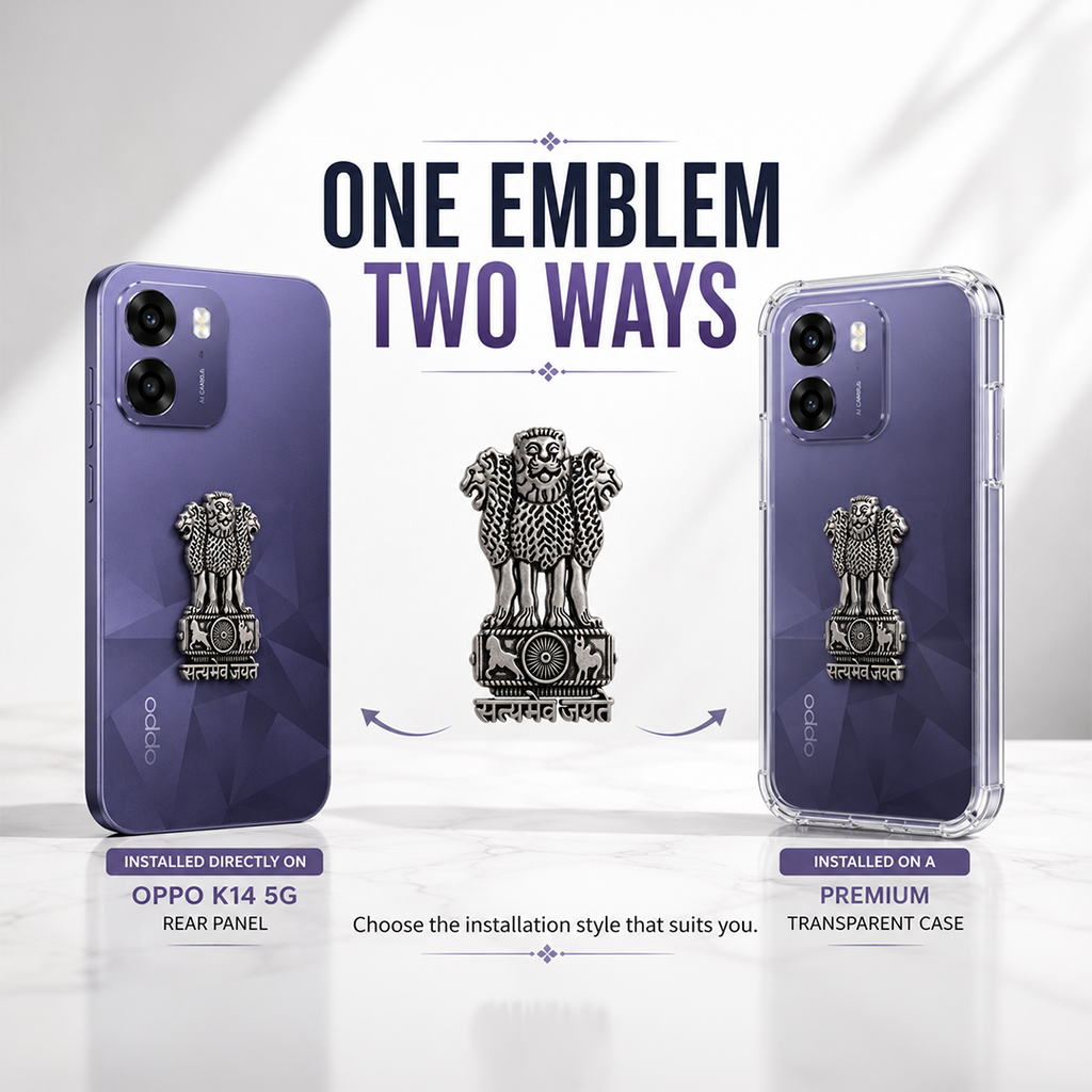 Oppo K14 5G Compatible Satyamev Jayate 3D Metal Emblem Sticker