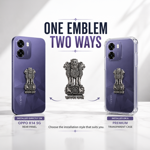 Oppo K14 5G Compatible Satyamev Jayate 3D Metal Emblem Sticker