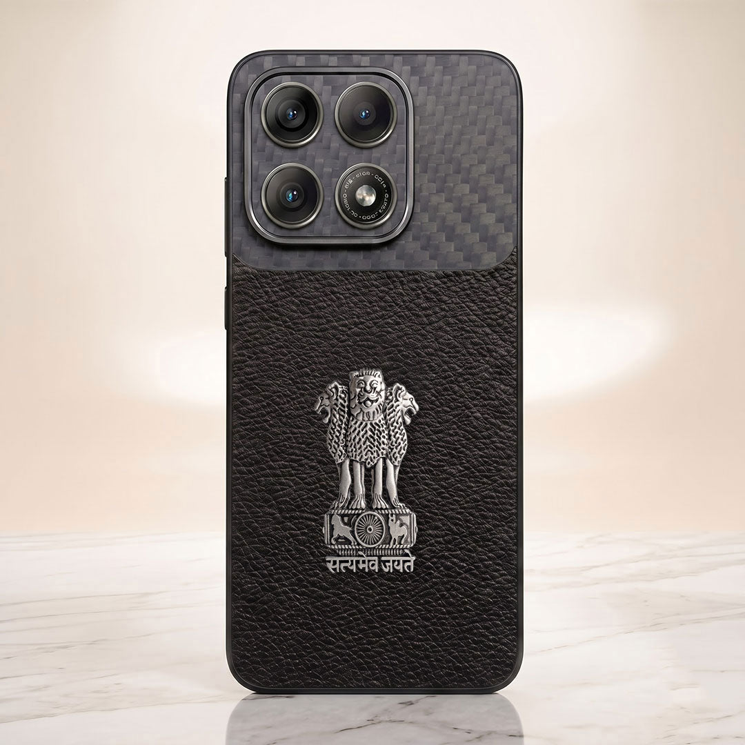 Motorola Edge 70 Pro 5g Satyamev Jayate Carbon Fiber Leather Hybrid Phone Case