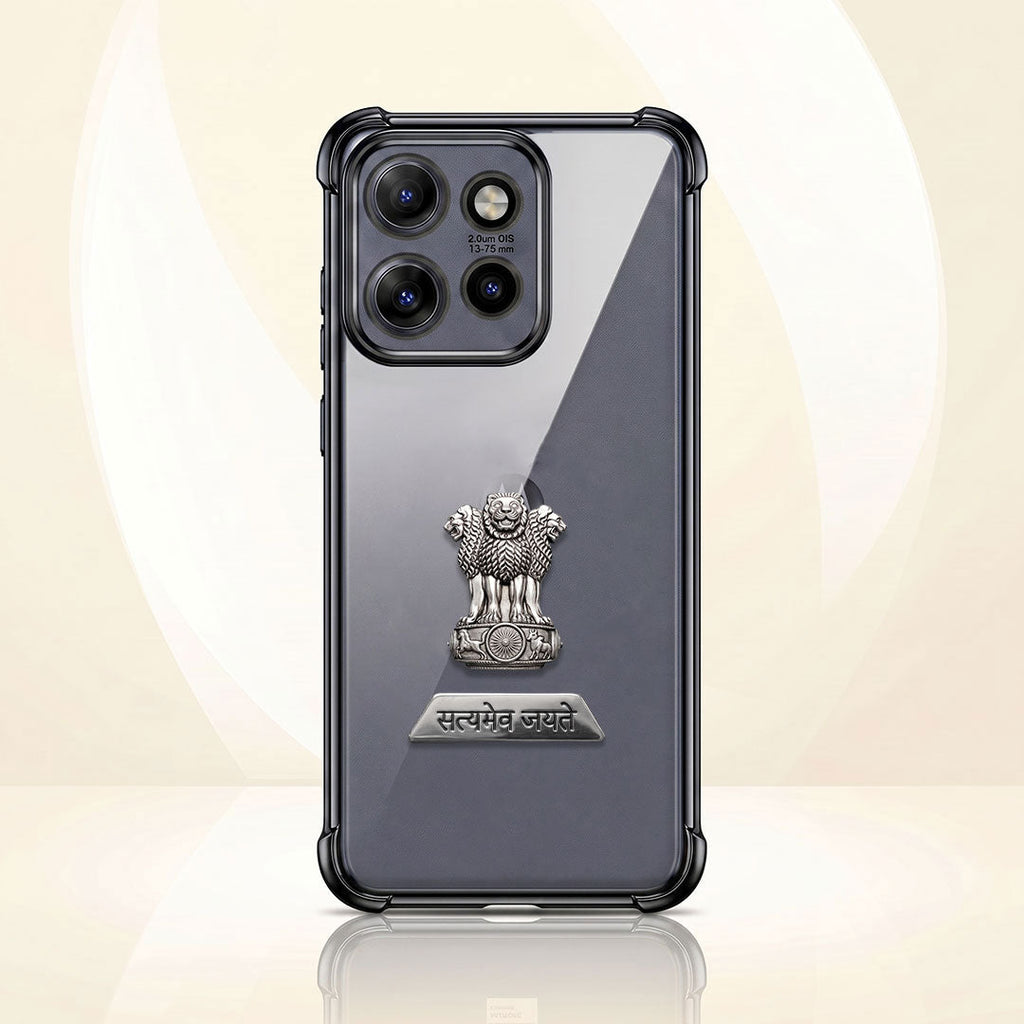 Motorola Edge 50 Neo 5G Satyamev Jayate 2-in-1 Emblem Transparent Shockproof Airbag Case