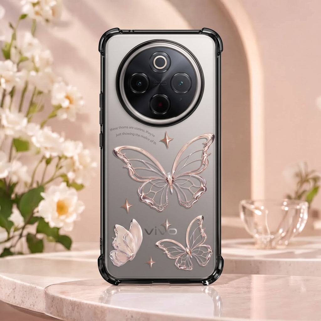 Vivo T4 5G Transparent Butterfly Anti-Yellow Airbag Cover