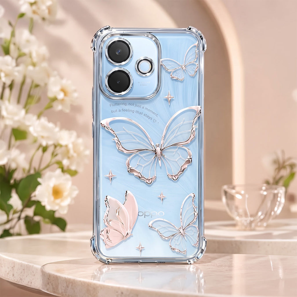 Oppo A5 Pro 5G Transparent Butterfly Anti-Yellow Airbag Cover