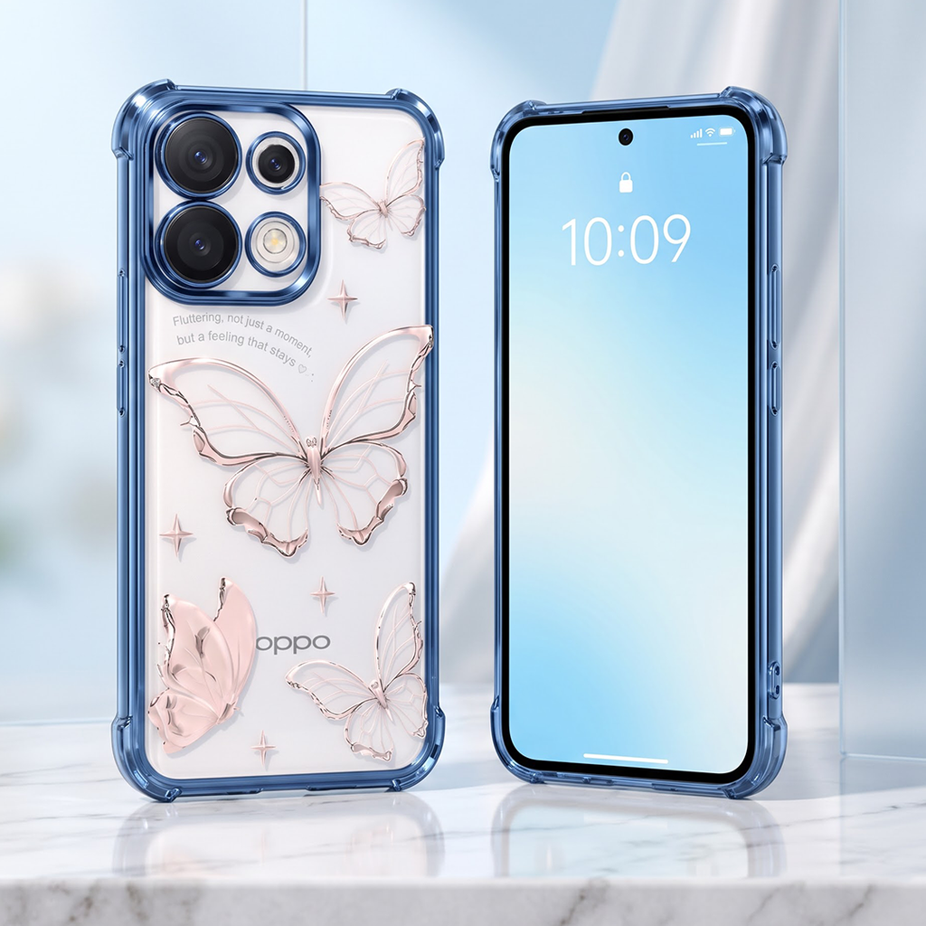 Oppo Reno 16 5G Transparent Butterfly Anti-Yellow Airbag Cover