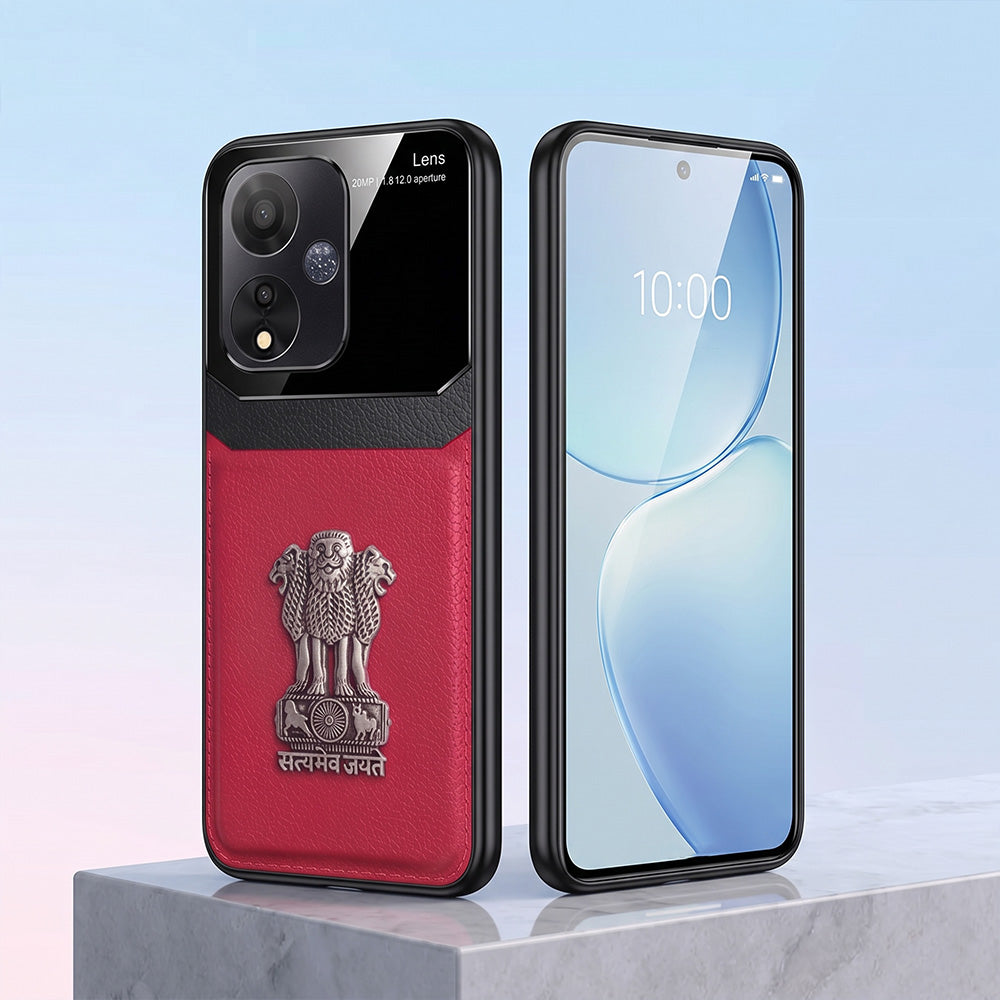 Oppo A59 5G Satyamev Jayate 3D Metal Leather Back Case