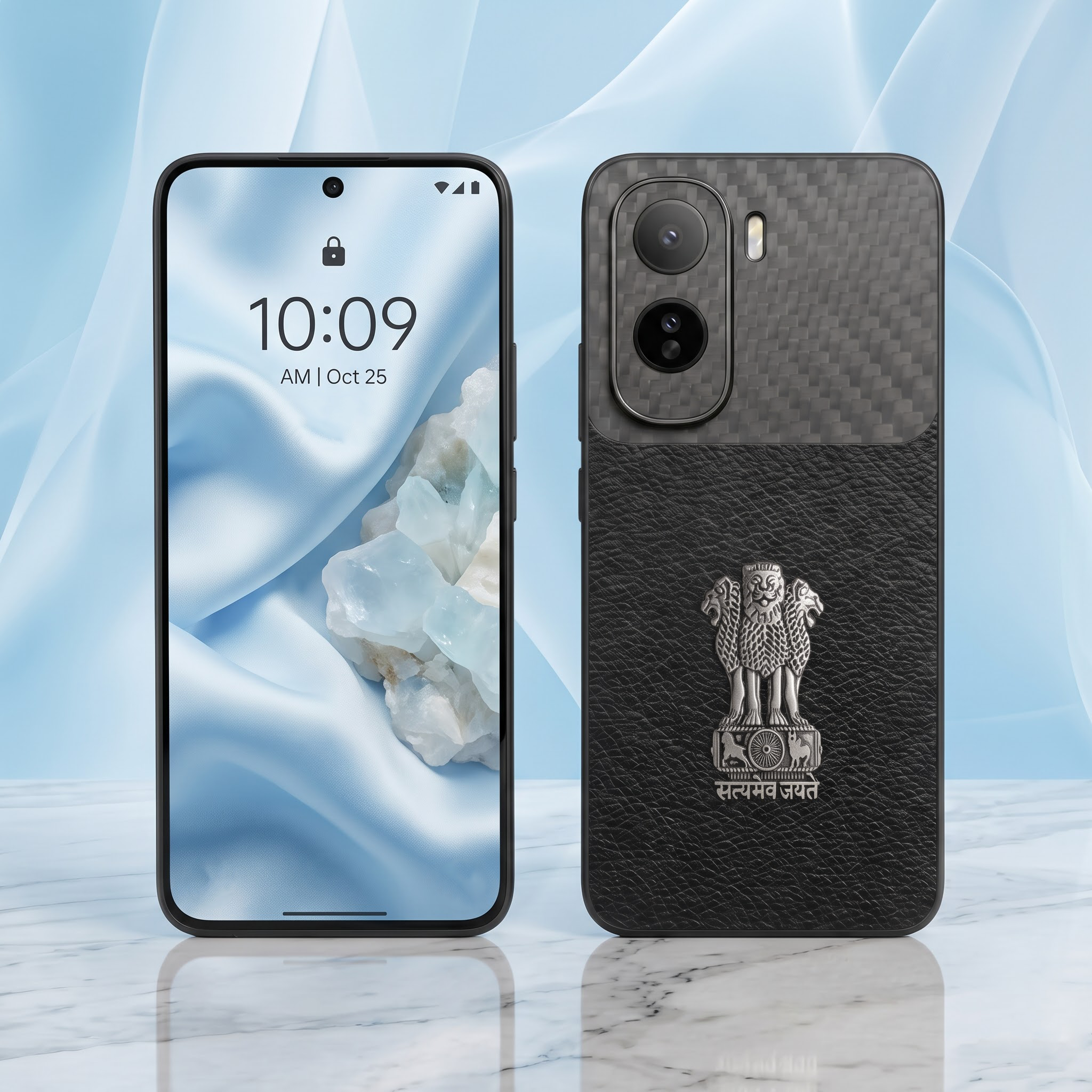 Vivo T5 Pro 5G Satyamev Jayate Carbon Fiber Leather Hybrid Phone Case