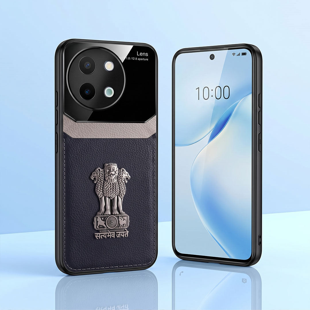 Vivo Y58 5G Satyamev Jayate 3D Metal Leather Back Case