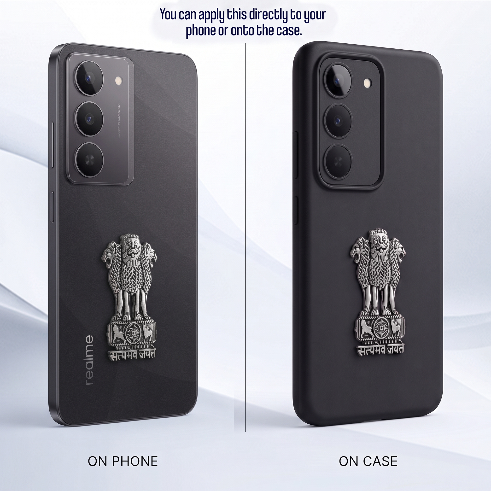 Realme 14X 5G Compatible Satyamev Jayate 3D Metal Emblem Sticker