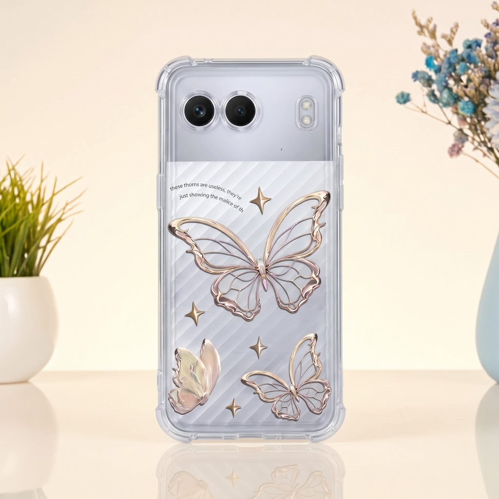 Oneplus Nord 4 5G Transparent Butterfly Anti-Yellow Airbag Cover