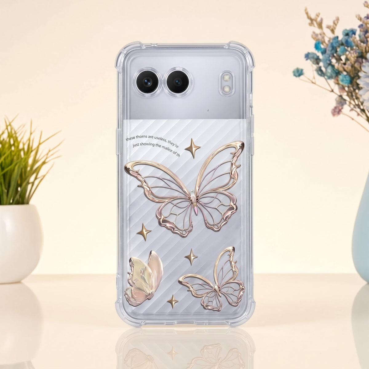 Oneplus Nord 4 5G Transparent Butterfly Anti-Yellow Airbag Cover