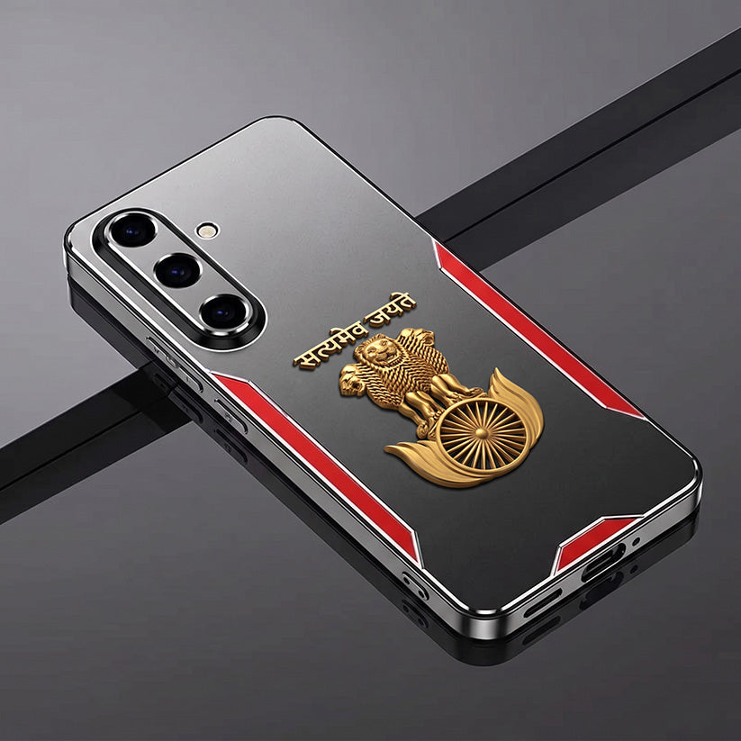 Samsung Galaxy A34 5G Satyamev Jayate 3D Metal Aluminium Back Case