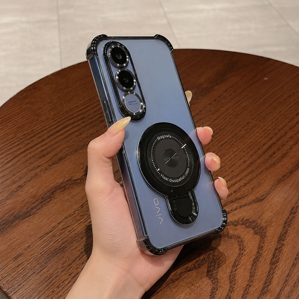 Vivo V70 FE 5G Luxury Four Corner Invincible Bracket Ring Stand Case