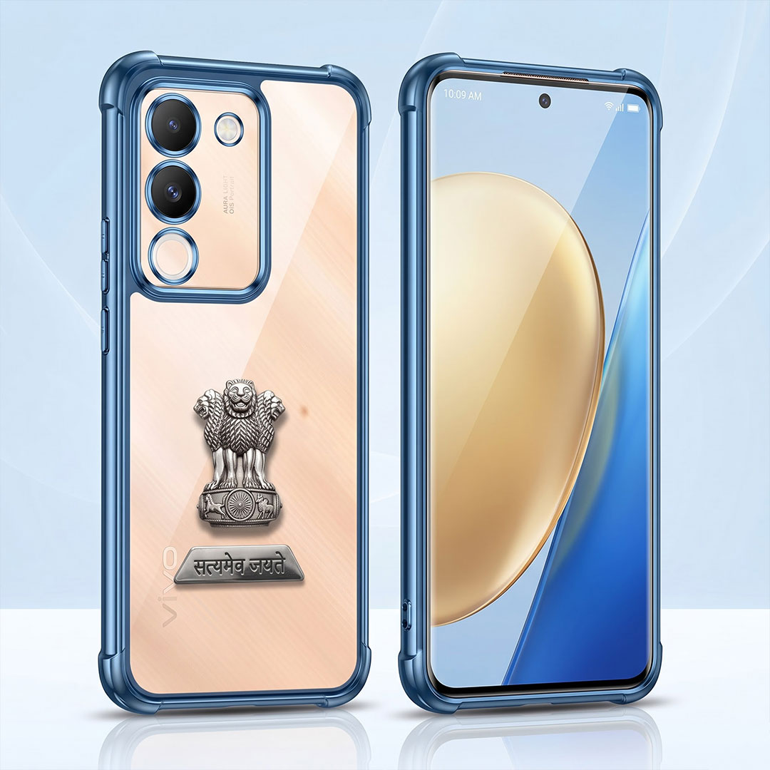 Vivo Y200 5G Satyamev Jayate 2-in-1 Emblem Transparent Shockproof Airbag Case