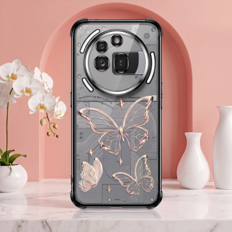 Nothing Phone 3A Pro 5G Transparent Butterfly Anti-Yellow Airbag Cover