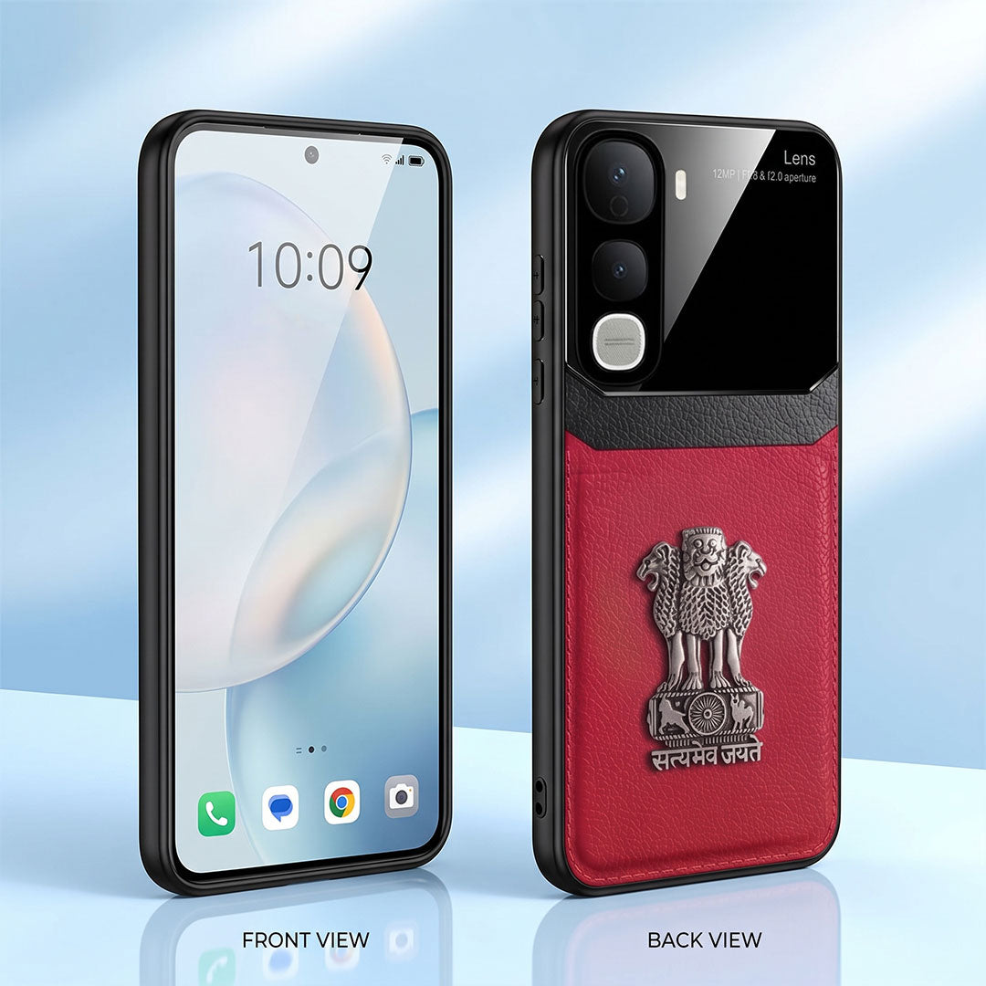 Vivo Y400 Pro 5G Satyamev Jayate 3D Metal Leather Back Case