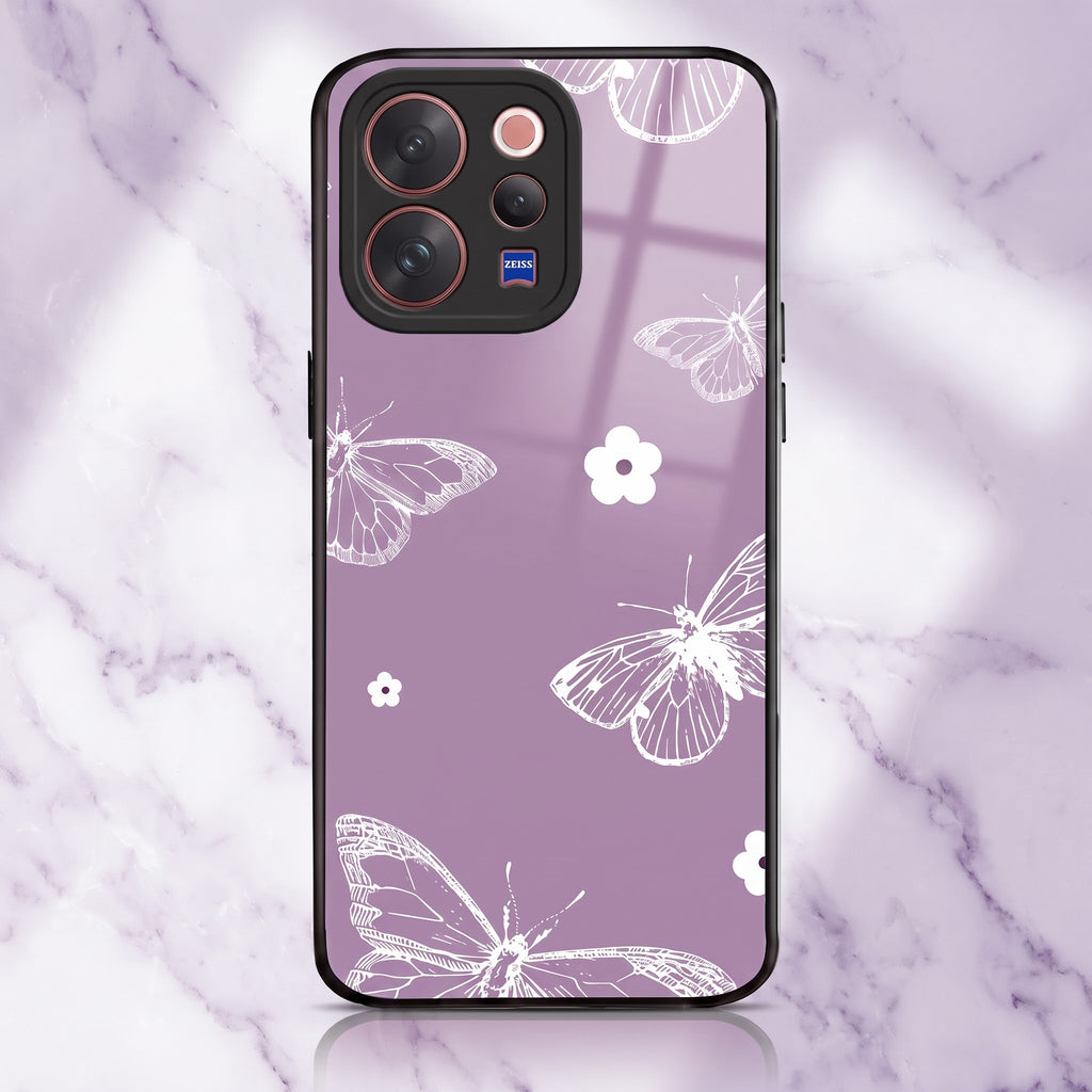 Vivo V70 5G Lavender Butterfly Floral Printed Back Cover