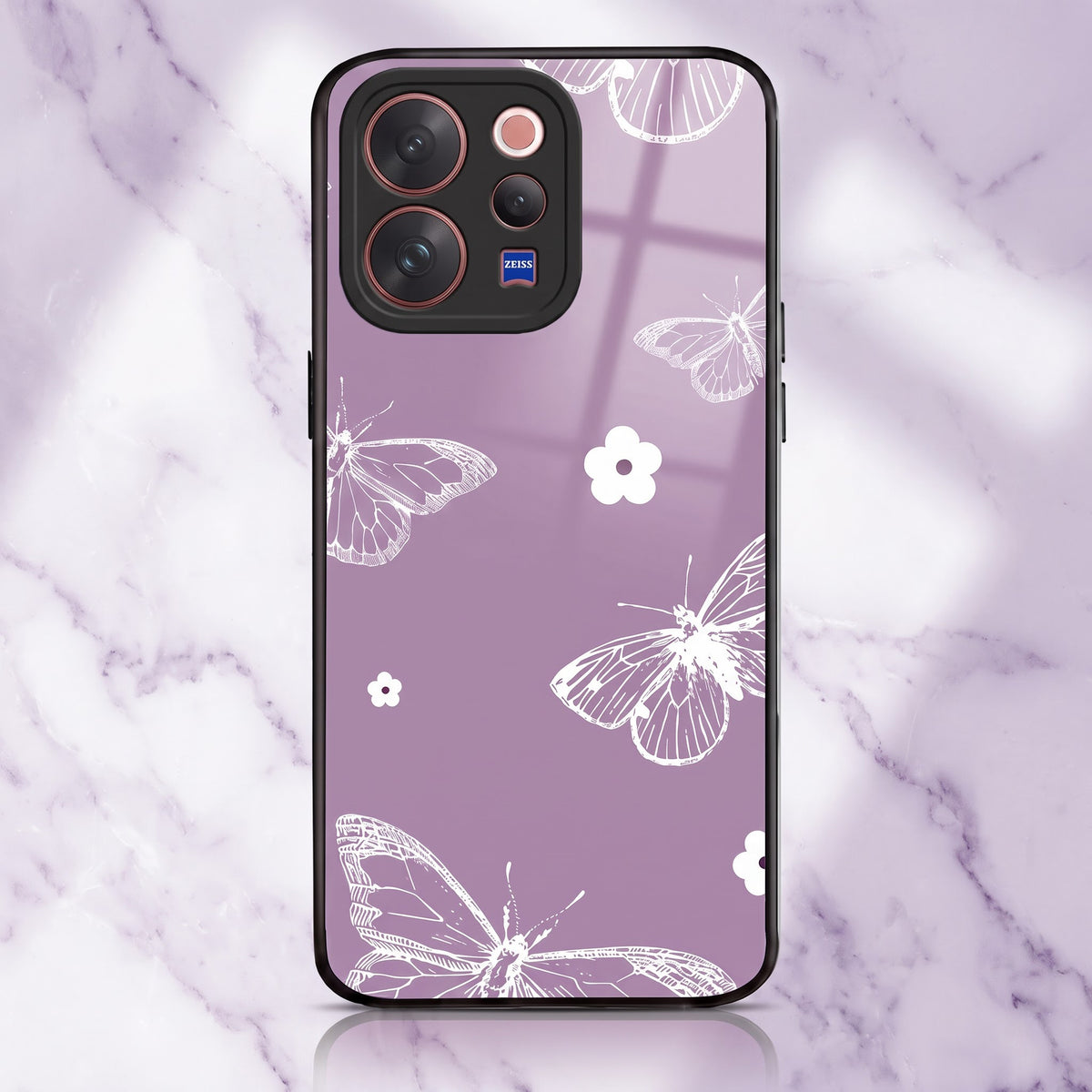 Vivo V70 5G Lavender Butterfly Floral Printed Back Cover